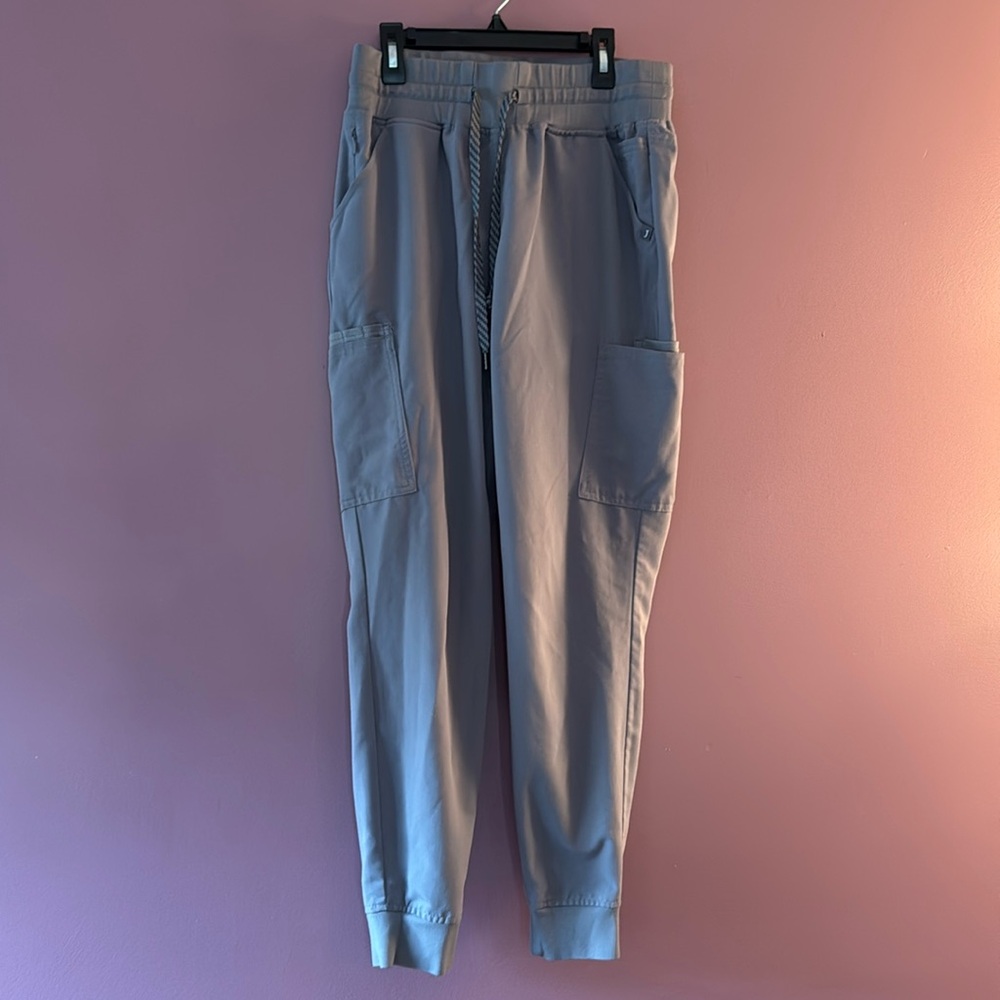 Jaanuu Pocket High Waisted Jogger Scrub Pant Grey Small